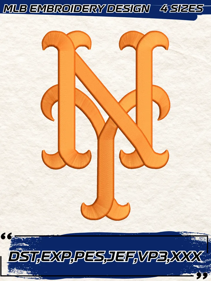 New York Mets Embroidery Design,MLB Embroidery Design,Machine Embroidery Design File,4 Sizes, Digital Download