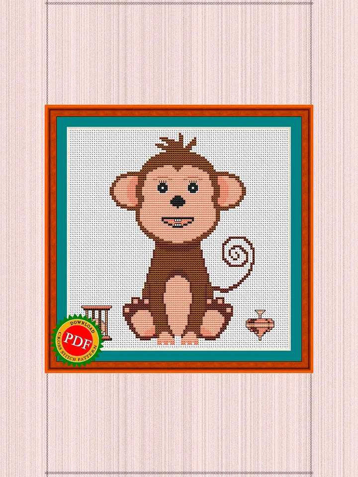 Monkey Cross Stitch Pattern | Charming Tailed Monkey Design