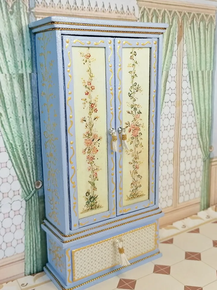 1:12 scale. Handmade wardrobe for a dollhouse.