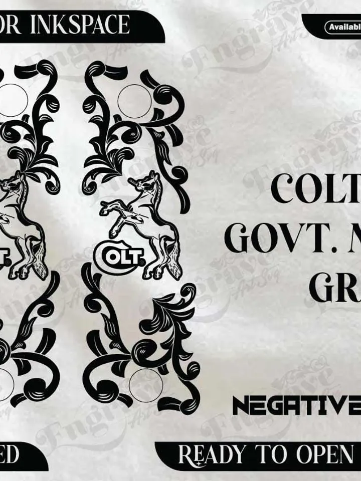 Colt 1911 Grip Design,lasercut,laserengraving,fiberlaser,engravingfiles