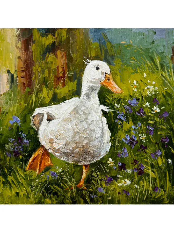 Goose oil painting, goose original art