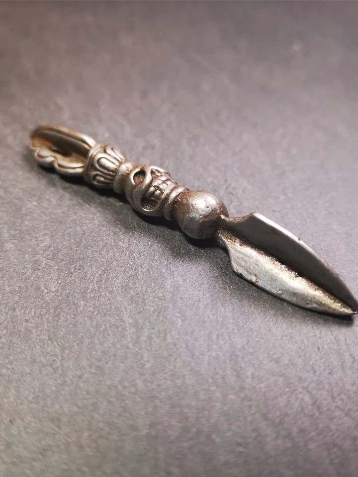 Gandhanra Handmade Phurba Amulet,Kila - Dorje Phurba,Tibetan Budhist Ritual Implement Pendant,Made of Cold Iron,3.0"