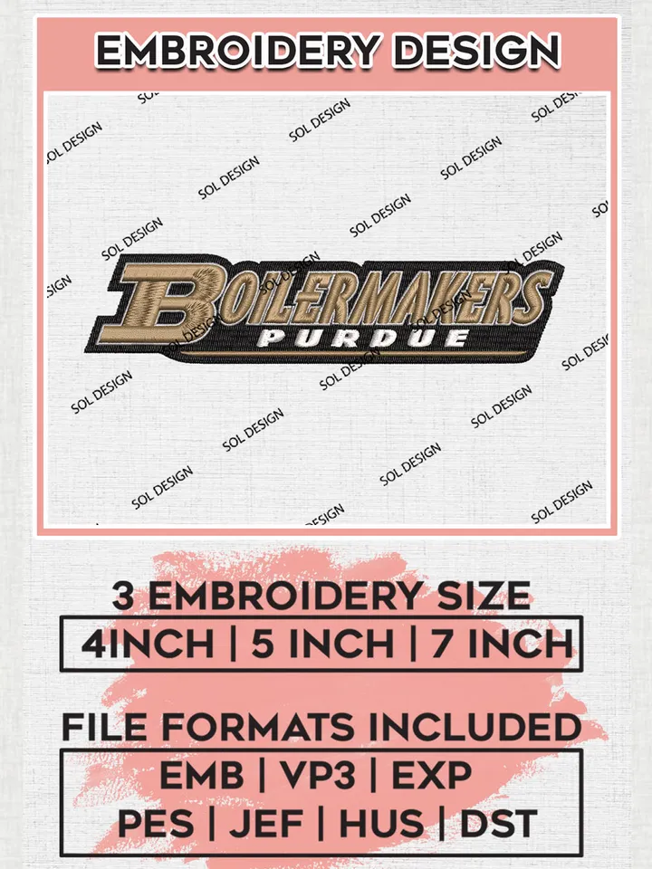 Purdue Boilermakers Team Writing Logo Embroidery Design Files, NCAA Purdue Boilermakers Machine Embroidery, NCAA Teams, 3 sizes, NCAA Machine embroidery designs, Digital Download