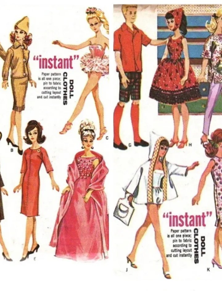 Copy McCalls 6901 Vintage Barbie and Ken Sewing Pattern Wardrobe Clothes for Dolls 11-1/2" - 12" Digital Download PDF