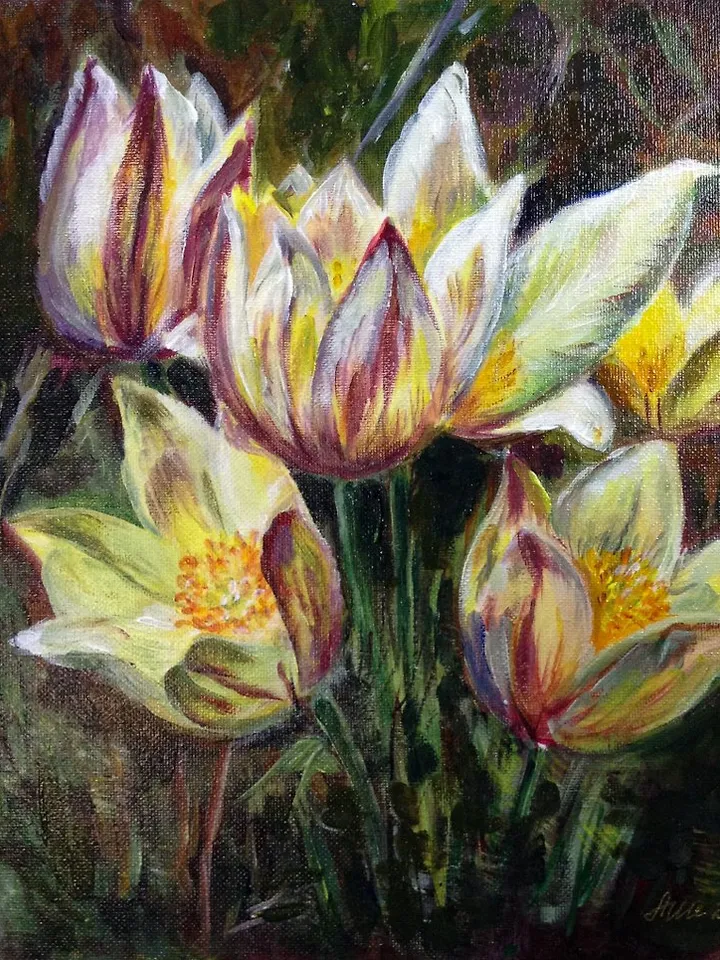 Crocus flower painting Original acrylic painting Floral landscape painting