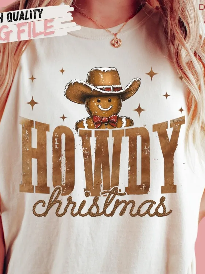 Howdy Chrsitmas Gingerbread man PNG, Christmas Season Png, Christmas western PNG, Christmas png, Retro Christmas Shirt PNG, howdy png files