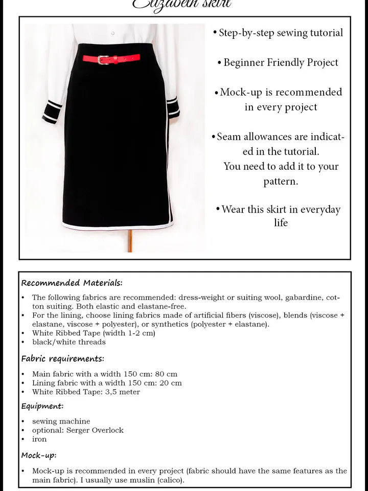 Elizabeth Bioshock Skirt Sewing Pattern