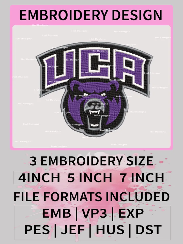 NCAA Central Arkansas Bears Embroidery File, 3 Sizes, 6 Formats, NCAA Machine Embroidery Design, NCAA Logo, NCAA Teams
