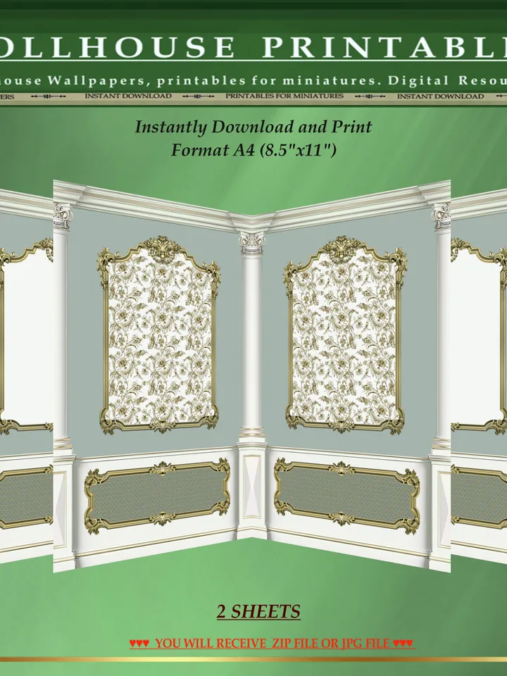 Wallpapers- Set 17-v2 | Printables for Dollhouses and Unique Miniature Projects | Digital Downloads | in Scale 1/12th