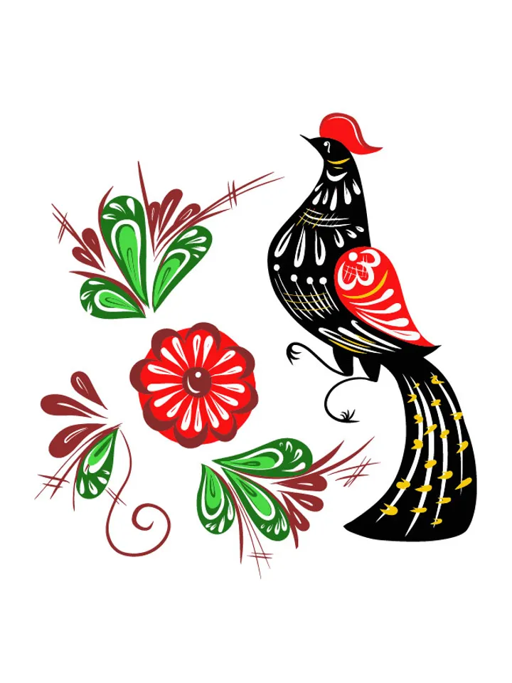 Bird in flower garden SVG, Rooster svg, Colorful flowers, Folk , fabulous. Birds Clipart, Flying birds svg, Flying birds, Print file, svg