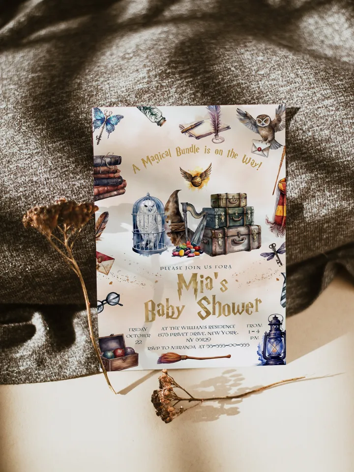 DIY Wizarding World Baby Shower iNVITATION; Magic School Baby Shower Template; School of Wizard Baby Shower invitation template; wF55