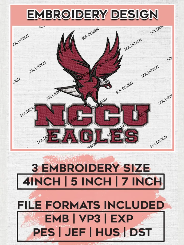 NCCU Eagles College Football Team Logo embroidery designs, NCAA North Carolina Central Eagles Logo Machine embroidery designs, NCAA Team Logo embroidery designs, NCAA Game Day Machine embroidery designs, Digital Download