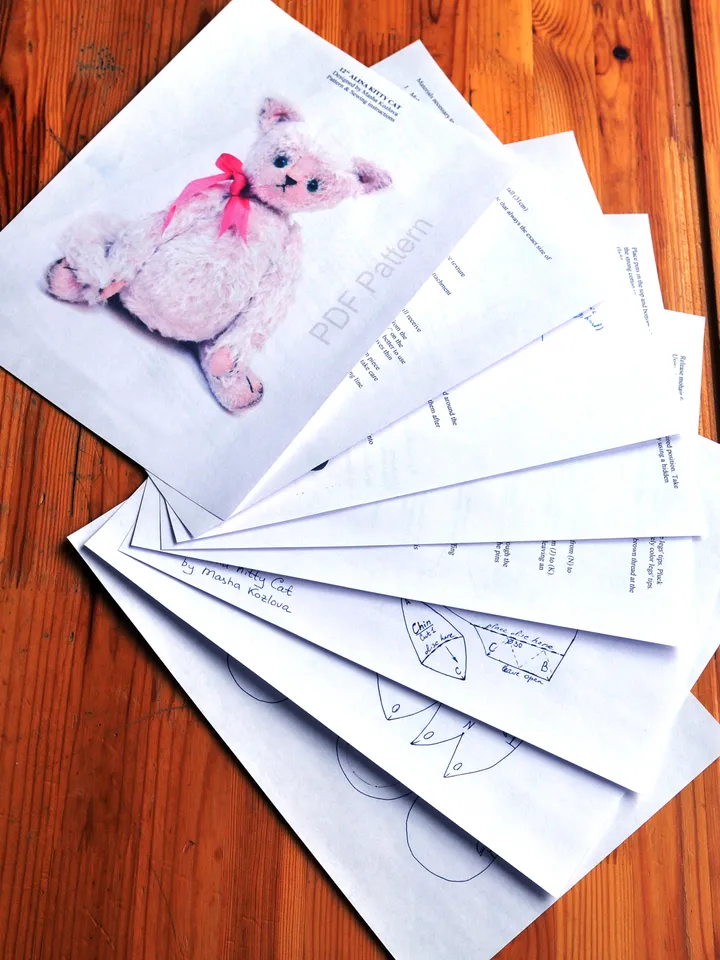 PDF 12" Alina Kitty Cat Sewing Pattern and Instructions/ fully jointed stuffed toy pattern/ classical pattern/ pussycat