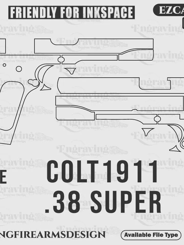 Colt1911 38 super svg design,lasercut,laserengraving,fiberlaser,engravingfiles,laserpattern,engravingdesign,engravingpattern,metalart