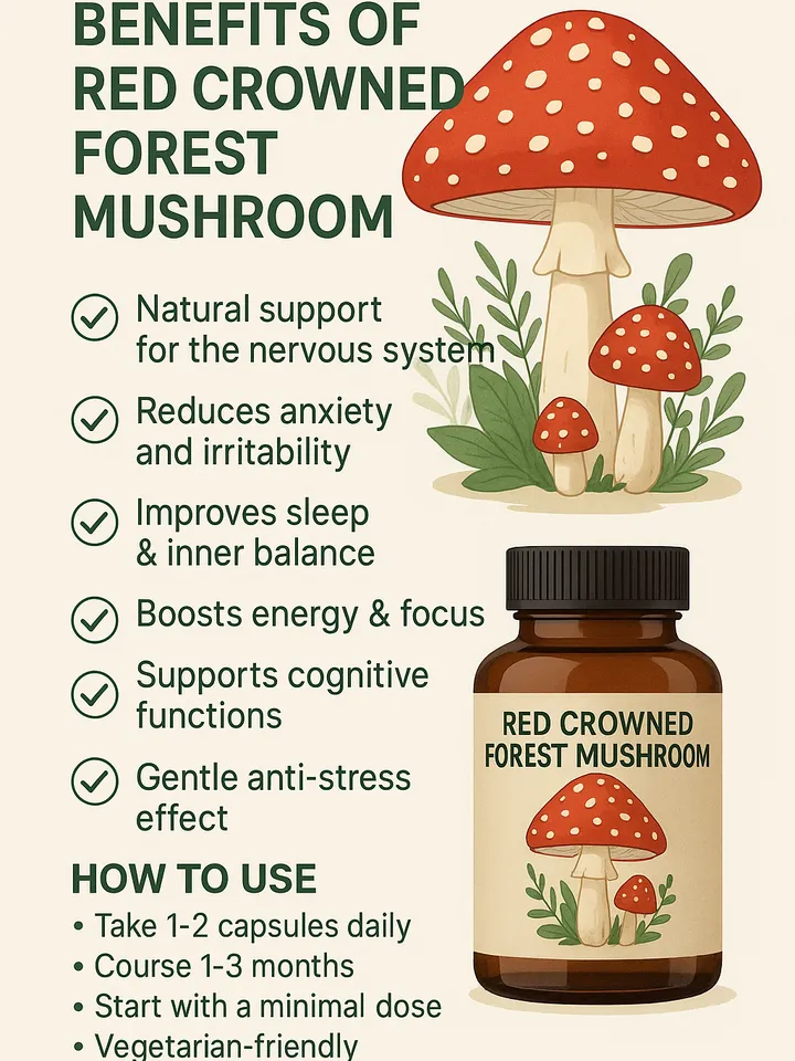 Red fly agaric, dried caps, 60 capsules/450 mg