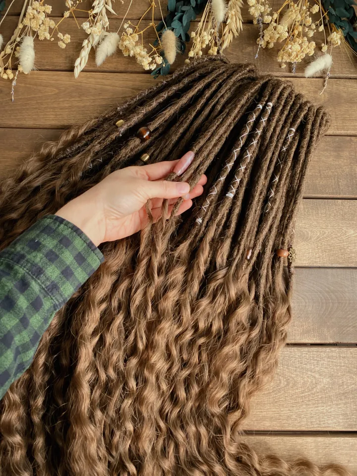 Brown synthetic crochet curly De dreadlocks Ready to Ship