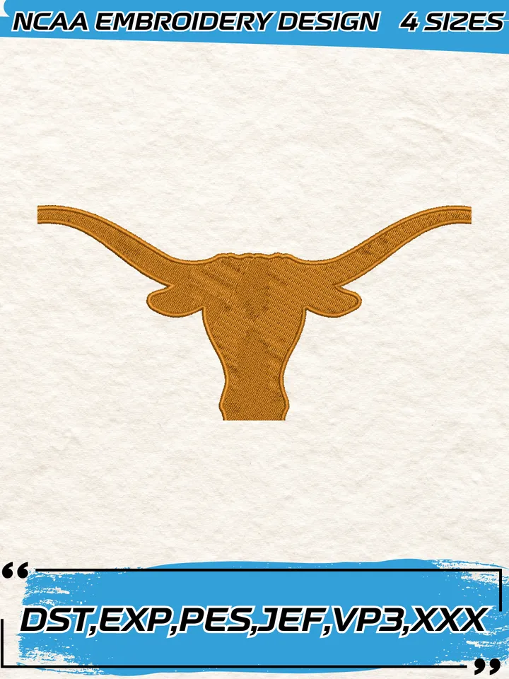 Texas Longhorns Embroidery Designs,NCAA Logo Embroidery Design,Machine Embroidery Design File,4 Sizes, Digital Download