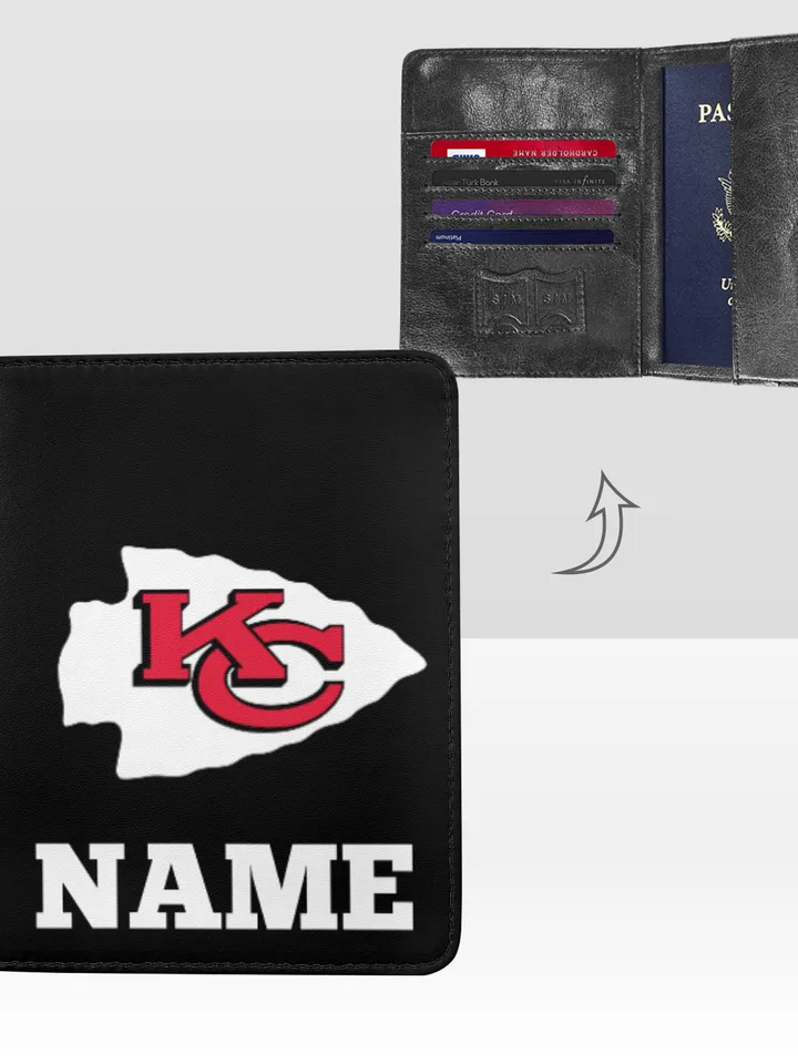 Kansas City Chiefs Passport Cover Custom NAME, Passport Holder High-Grade Microfiber Leather