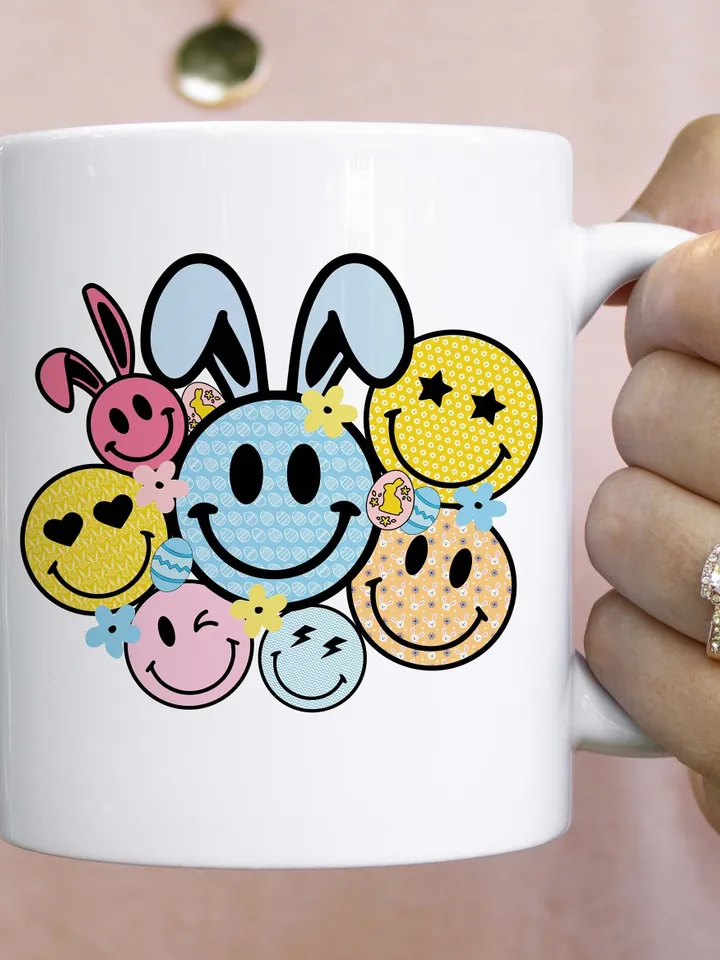 Retro Easter png, Easter bunny smiley face png, Easter sublimation design, groovy easter png, bunny peeps png, easter lightning bolt, spring