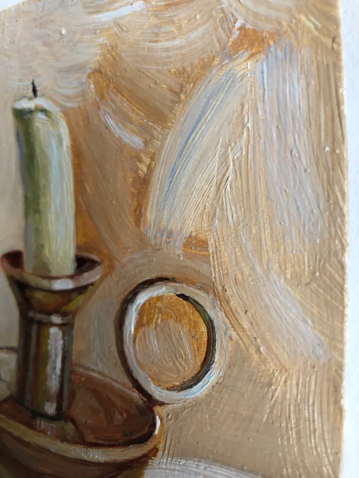 Candlestick modern original oil painting wall art painting 6 x 6 inches