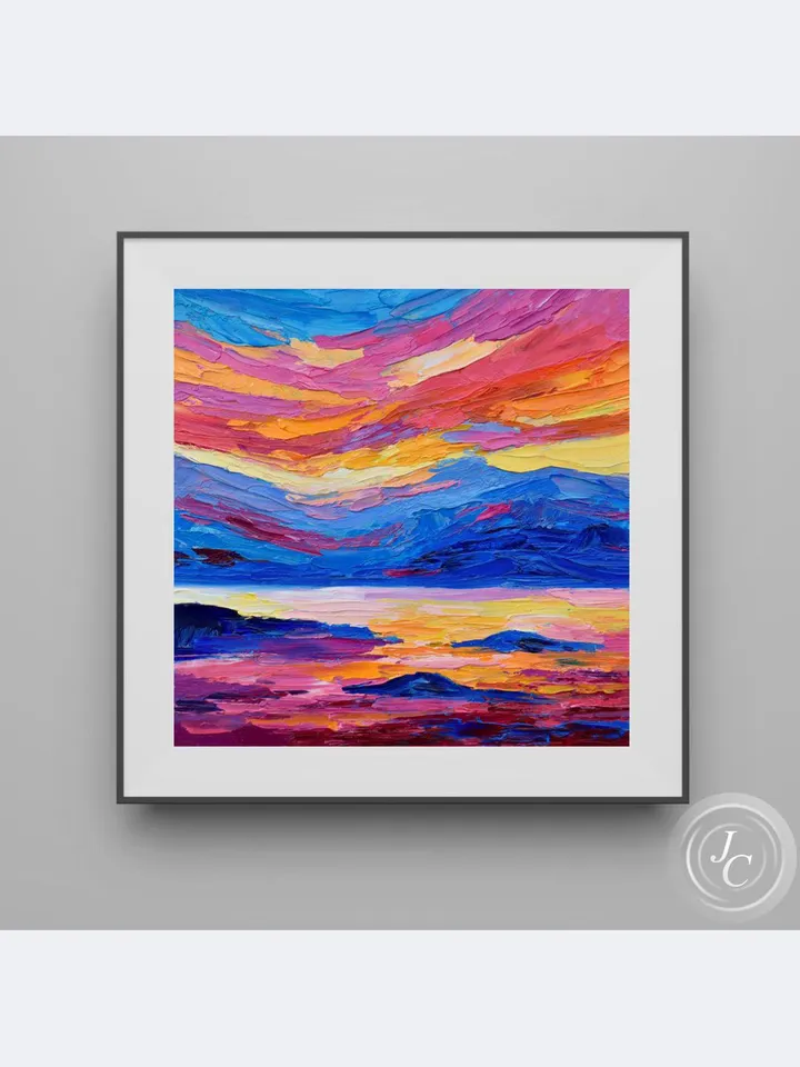 Hawaii Painting Coastal Original art 7 by 7 inches Seascape painting Colorful Sunset art
