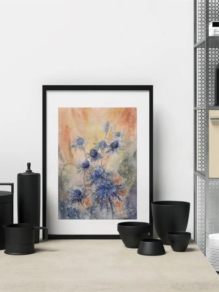 Flowers Original Painting Wildflowers Watercolor Wall Art Floral Artwork