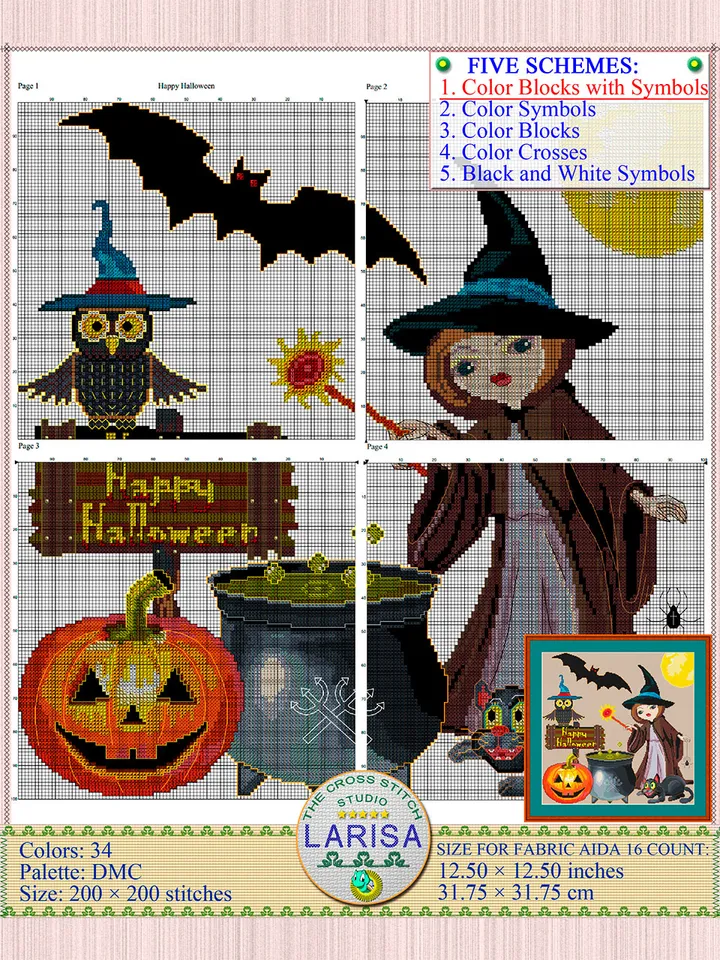 Happy Halloween Cross Stitch Pattern | Halloween Collage