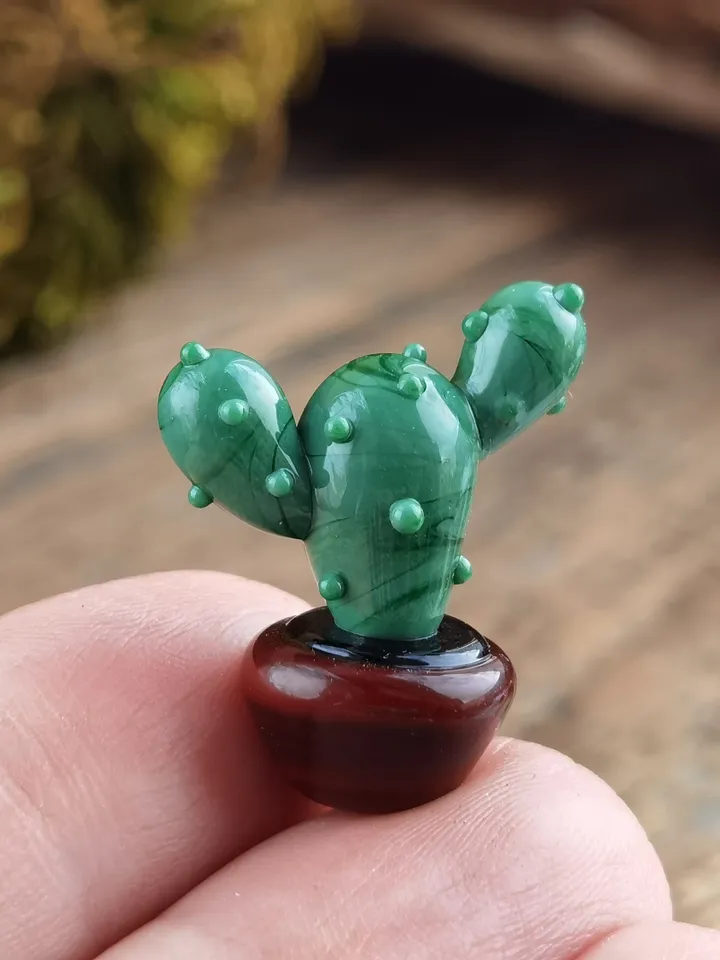 GLASS FIGURINES Cactus figurine Tiny cactus miniature cactus Blown glass art cactus ornaments Aquarium decor Cacti Succulent Dollhouse decor
