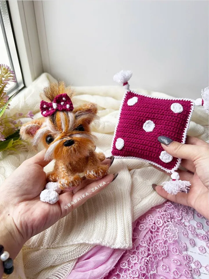 PDF Cute Mini Yorkshire Terrier Dog Crochet pattern, Crochet Animal Pattern, Crochet Yorkie Puppy, Amigurumi baby toy, Crochet Cute Dog