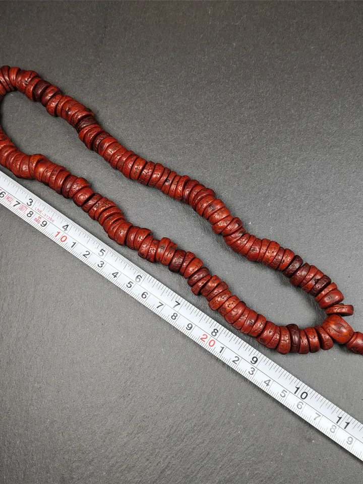 Gandhanra Antique 108 Bodhi Beads Mala,Old Prayer Beads Necklace,Diameter 14mm,Circumference 44 cm