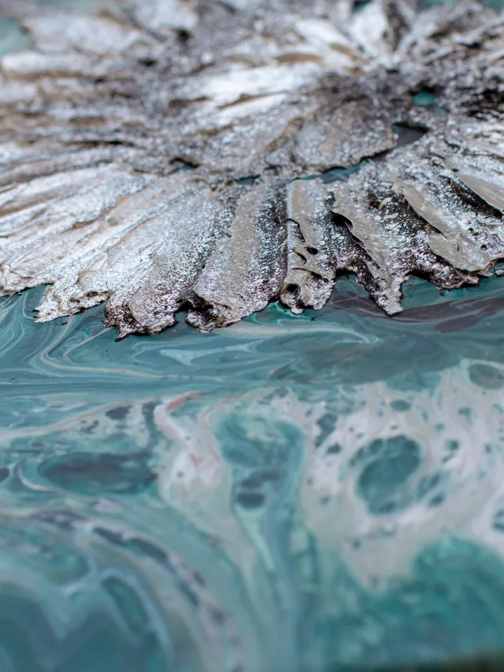 Waterscape wall art | Modern Abstract Sea Painting | 3D Effect Acrylic Art on Canvas | Handmade Artwork | Blue Square painting