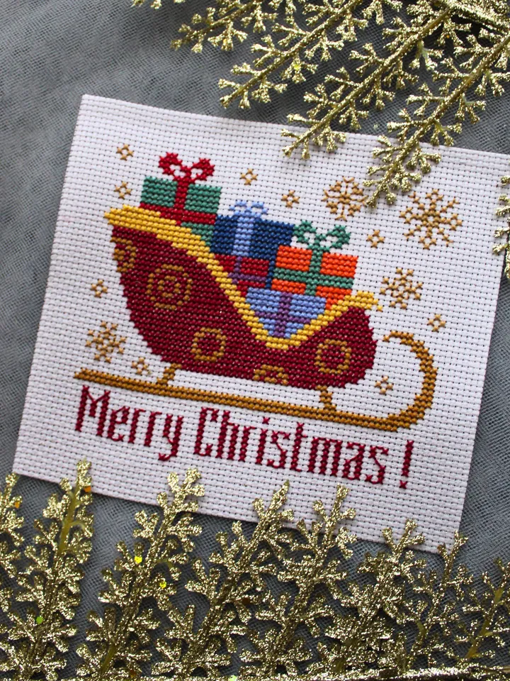 Cross stitch pattern Merry Christmas, cross stitch chart PDF
