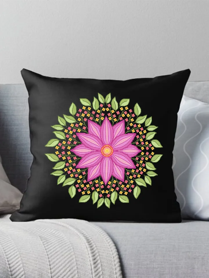 Floral mandala cross stitch pattern PDF download Simple mandala ornament hand embroidery PDF, Spring flowers cross stitch chart #M199
