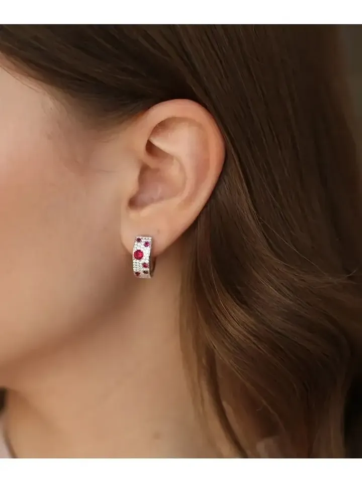 Earrings silver 925 with
Cubic zirconium, Nanoruby