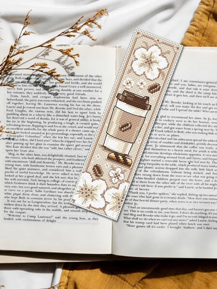 Coffee bookmark cross stitch pattern PDF download Takeaway Coffee cross stitch chart, Bookmark pattern digital PDF, Coffee lover gift #B375