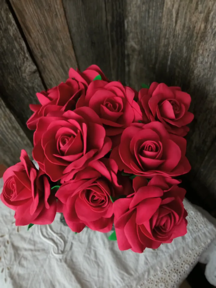 Elegant Red Rose Flower Arrangement in Vintage Box/Gift for her/Birthday present/ Free shipping