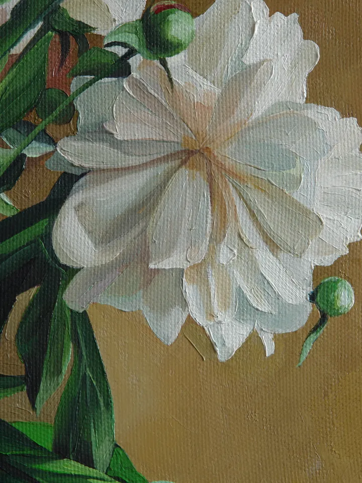 Painting Still life with white peonies