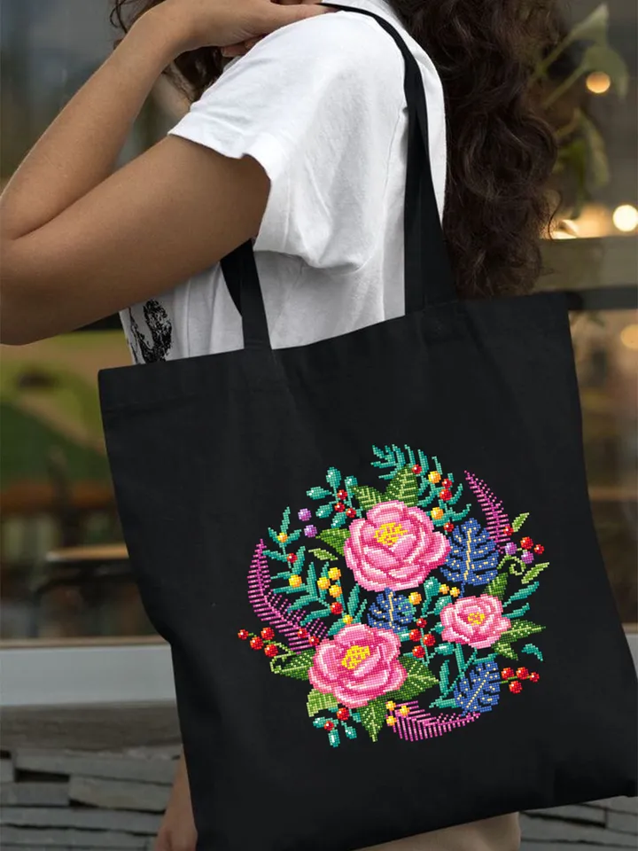 Floral cross stitch pattern PDF download Flowers cross stitch chart, Flower bouquet, Rose flower embroidery PDF, DIY gift plant lover #P29