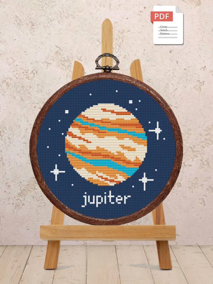 Jupiter Cross Stitch Pattern, Planets Cross Stitch Pattern, Jupiter Pattern, Space Cross Stitch Pattern, Solar System Patterns #spc005