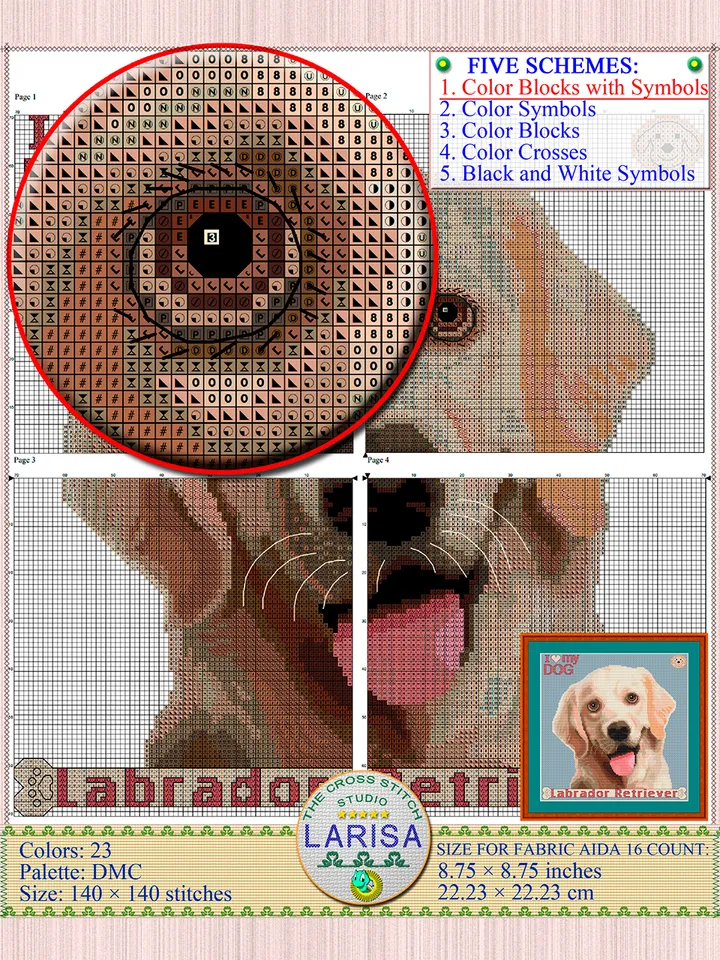 Labrador Cross Stitch Pattern | Yellow Lab