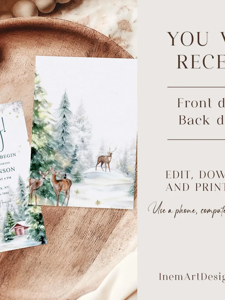 Winter baby shower invitation boy, Oh Boy baby shower invitation, Winter wonderland baby shower, Christmas baby shower - i129
