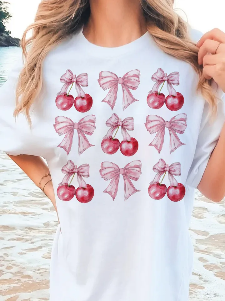 Cherry coquette bow png soft girl era aesthetic png Trendy Cherry png coquette shirt design retro mama png cherry bow png sublimation design