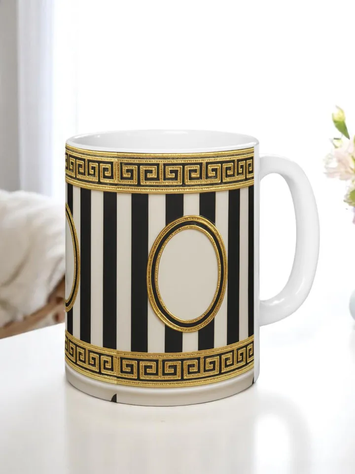 Elegant Greek Pattern Ceramic Mug, Coffee Cup for Home Decor, Birthday Gift, Tea Lovers, Unique Kitchenware, Drinkware, Greek Design Mug