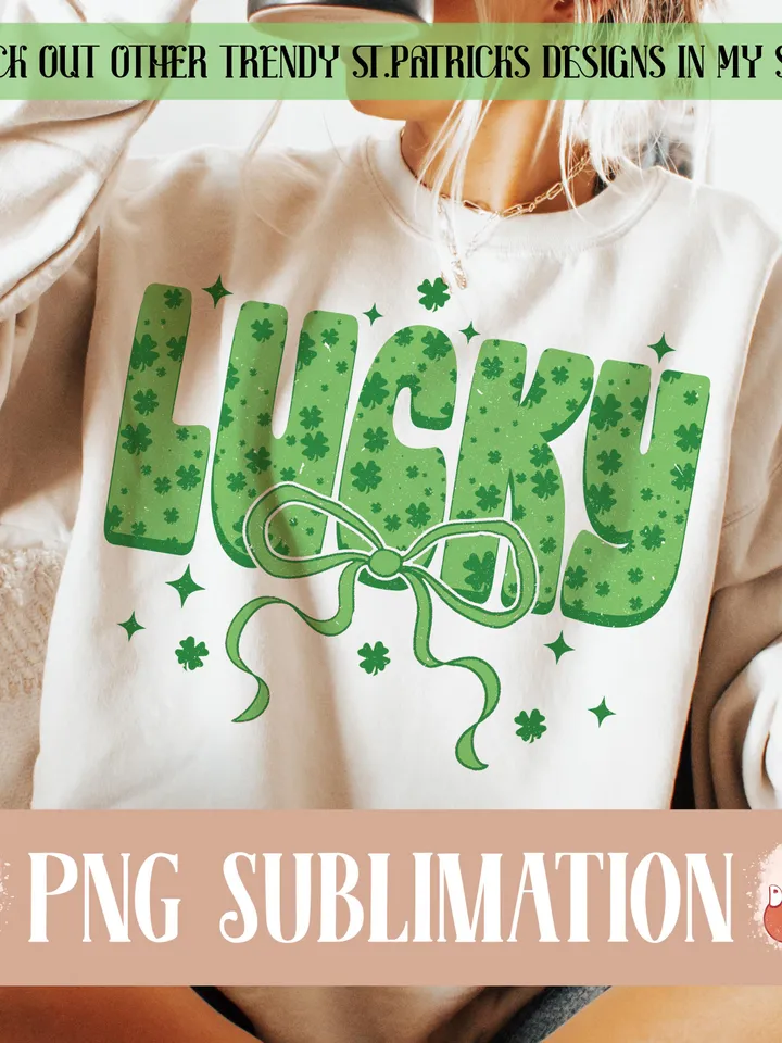 Lucky St.Patricks Day Coquette PNG, Green Bow png, Retro St.Patricks png, Irısh png, St.Patrick Bow Png, Green Shamrock PNG, Lucky png
