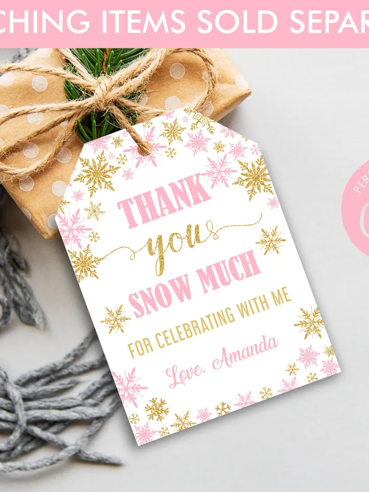 Winter Onederland Invitation Girl 1st Birthday Invitation, Winter Wonderland Birthday Invitation, Pink Gold Snowflake Editable Template