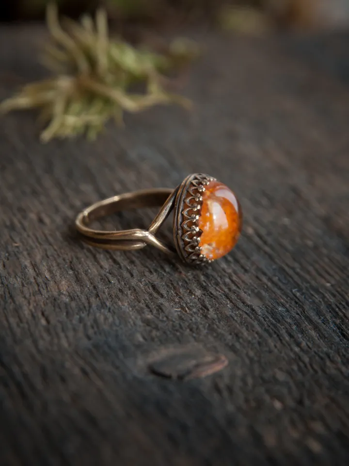Real amanita ring. Adjustable size resin jewelry