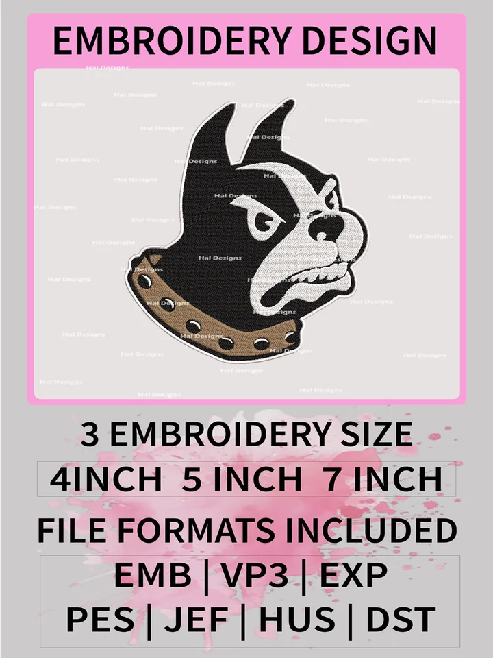 NCAA Wofford Terriers Embroidery File, 3 Sizes, 6 Formats, NCAA Machine Embroidery Design, NCAA Logo, NCAA Teams