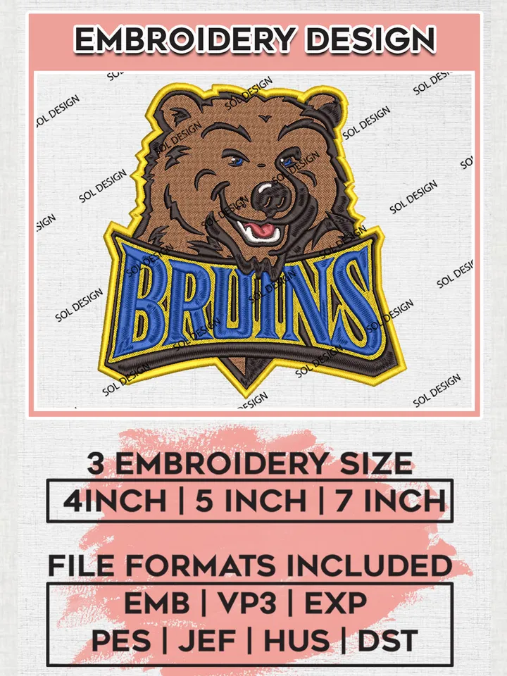 NCAA Bruins Team Mascot Logo Embroidery Design Files, NCAA UCLA Bruins Machine Embroidery, NCAA Teams, 3 sizes, NCAA Machine embroidery designs, Digital Download