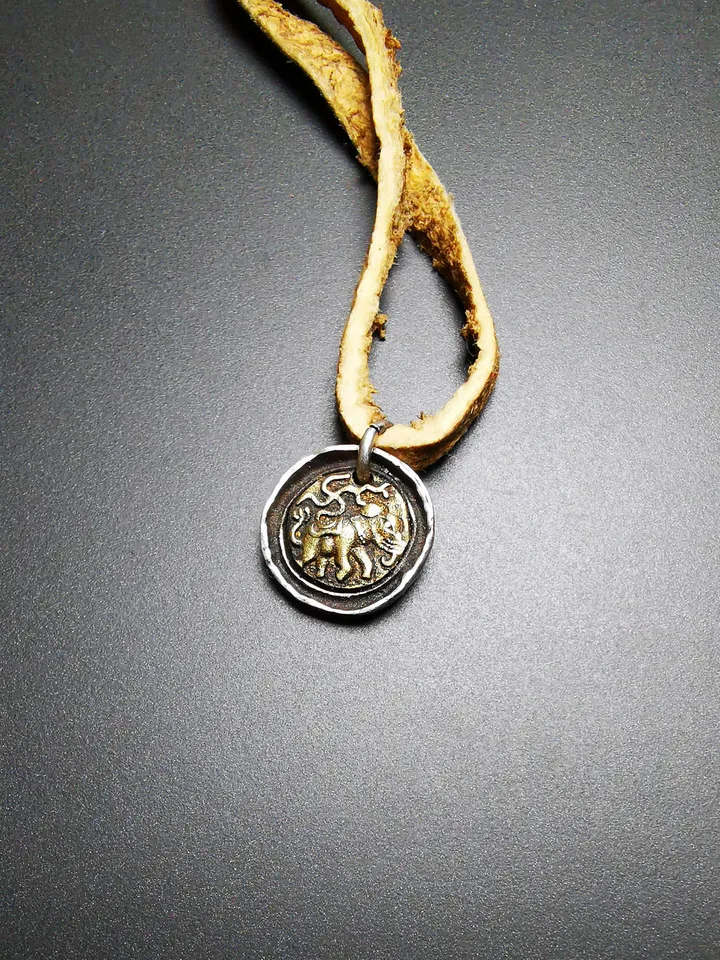 Gandhanra Handmade Tibetan Buddhist Amulet,Elephant Protective Pendant,Buddhist Amulet,Made of Sterling Silver, Gilt