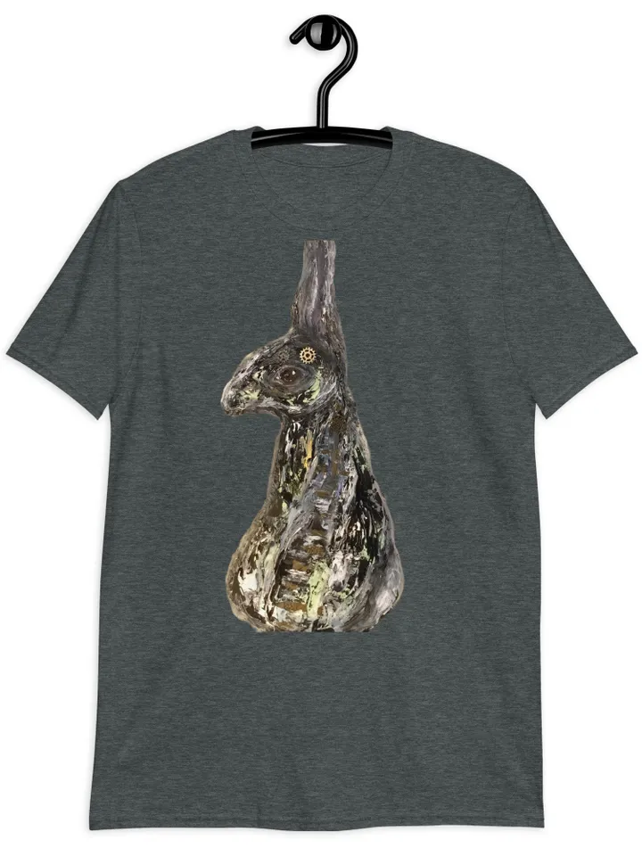 Black Bunny Short-Sleeve Unisex T-Shirt made with my original mix media artwork.